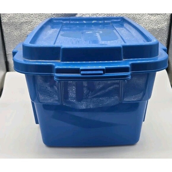 Vintage? K'NEX Tub BLUE EMPTY Tote Toy Box Storage Container With Locking Lid - Picture 5 of 11